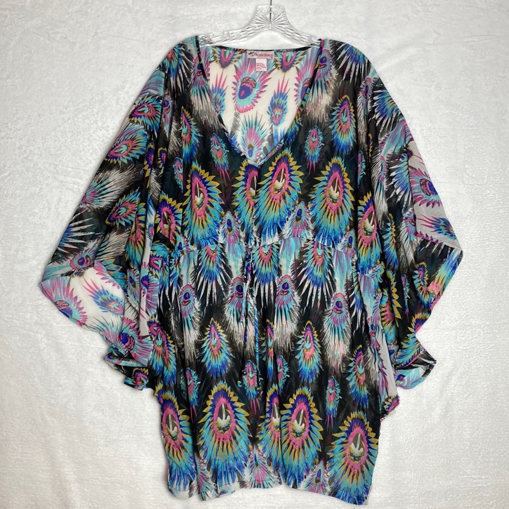Pacific Beach Swim Coverup Peacock Feather Print